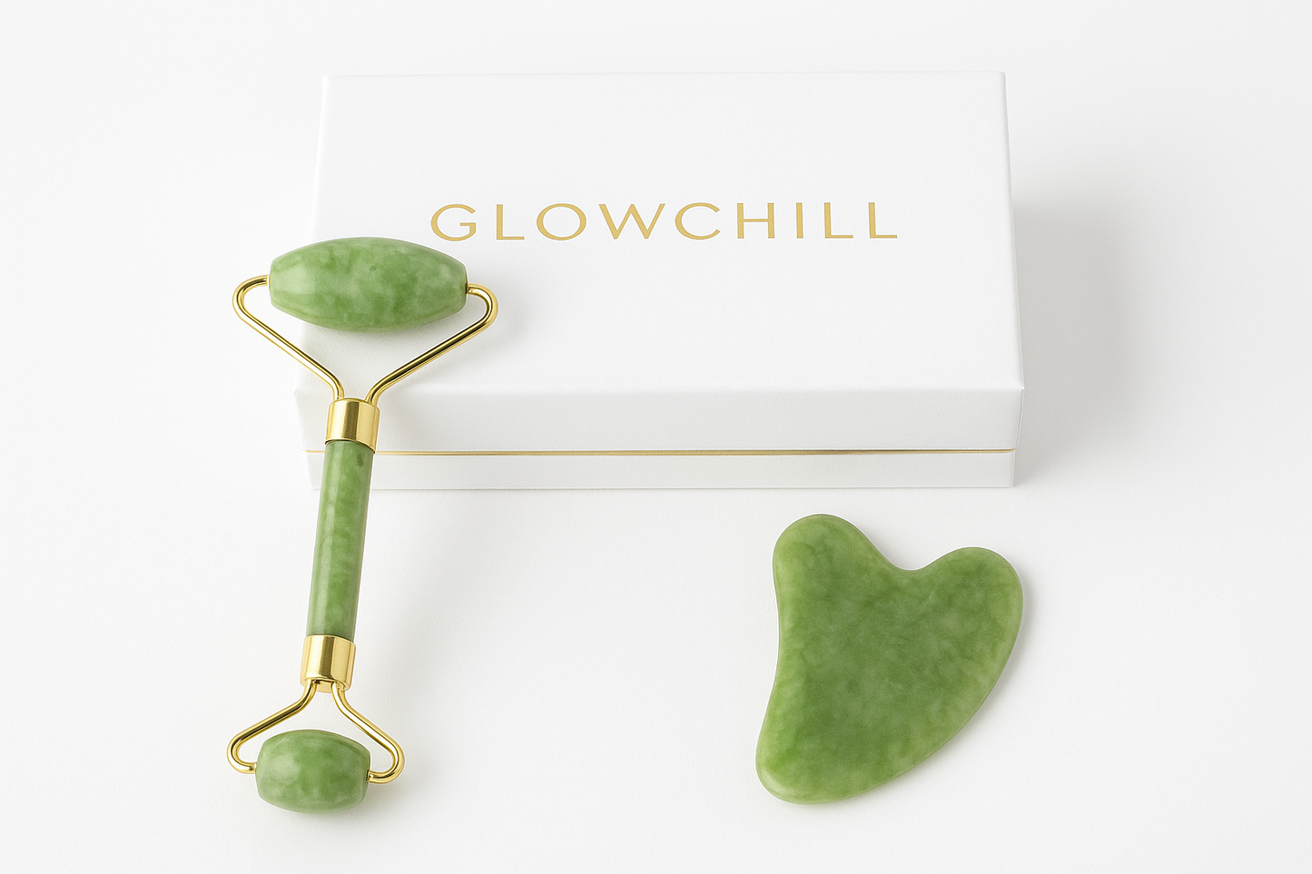 GlowChill™ – Jade Roller + Gua Sha Gift Box (Anti-Aging Skincare)