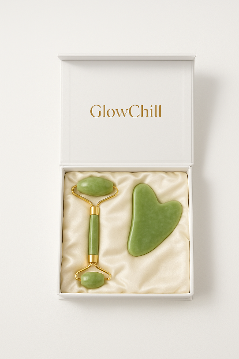 GlowChill™ – Jade Roller + Gua Sha Gift Box (Anti-Aging Skincare)